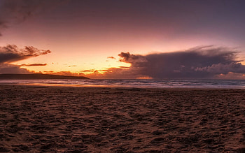 Nature, Sunset, Sky, Clouds, Beach, Sand, Horizon, Deserted HD wallpaper