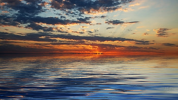 Sunset Waters, sea, Firefox Persona theme, sunrise, clouds, sky, water, evening, sunset, ocean HD wallpaper