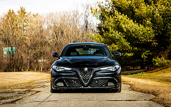 2021, Alfa Romeo Giulia Quadrifoglio, front view, exterior, new black Giulia, Italian cars, Alfa Romeo HD wallpaper