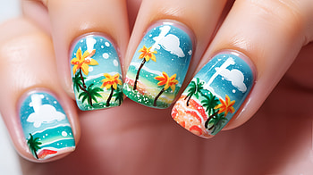 Summer Beach Nail Art, woman, Summer Nails, nail art HD wallpaper