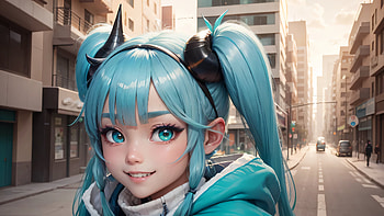 blue hair Cute demon Anime Girl, Anime, anime girl, demon, blue hair HD wallpaper