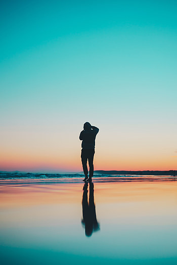 Nature, Sunset, Sea, Horizon, Silhouette, Human, Person HD phone wallpaper