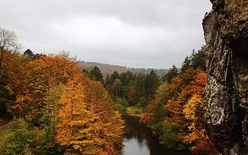 Extern Stones Autumn, rocky, colors, forests, beautiful, lake, overcast, autumn, nature, cliff HD wallpaper
