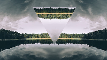 Nature Polyscape, artist, artwork, art, digital-art, nature, trees, tree, river, mountains HD wallpaper