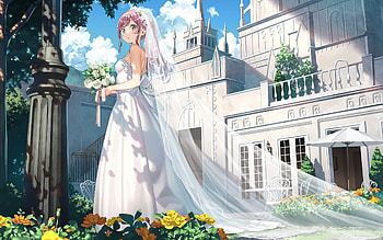 Bride, girl, wedding, anime HD wallpaper
