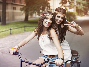 Girls on Cycle, cycle, girls, graphy HD wallpaper