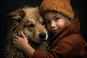 AI Art — Cozy Bond: Girl & Dog HD wallpaper