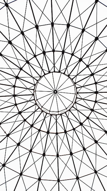 Artistic geometric dome ceiling with intricate lines and patterns in Leipzig, Germany. HD phone wallpaper