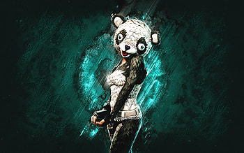 Fortnite PANDA Team Leader Skin, Fortnite, main characters, turquoise stone background, PANDA Team Leader, Fortnite skins, PANDA Team Leader Skin, PANDA Team Leader Fortnite, Fortnite characters HD wallpaper
