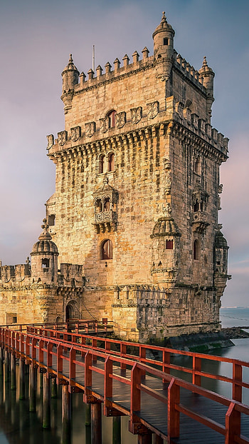 Belem Tower, Tagus River, Lisbon sunrise, Windows 10 spotlight HD phone wallpaper