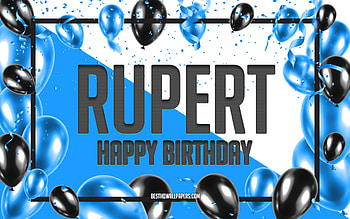 Happy Birtay Rupert, Birtay Balloons Background, Rupert, with names, Rupert Happy Birtay, Blue Balloons Birtay Background, Rupert Birtay HD wallpaper