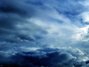 Blue clouds, white linings, blue, clouds, sky, dark HD wallpaper