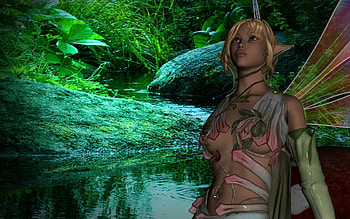 Elf, fantasy, 3d, green HD wallpaper