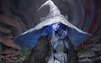 Ranni, xihua, blue, art, fantasy, yawei cao, hat, witch HD wallpaper