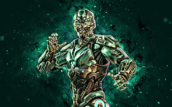 Triborg Cyber, , turquoise neon lights, Mortal Kombat Mobile, fighting games, MK Mobile, creative, Mortal Kombat, Triborg Cyber Mortal Kombat HD wallpaper