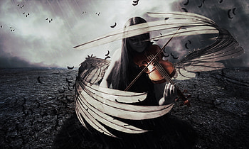 Violin, hop, Fantasy, Angel, Dark, Gothic, Music, Violinist, Wings HD wallpaper
