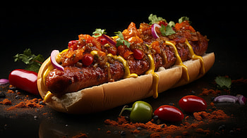 Chili Loaded Hot Dog, chili dog, food, hot dog HD wallpaper
