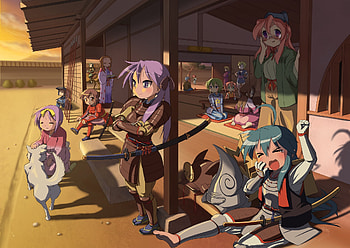 Lucky Star Samurai, narumi yui, lucky star, hiiragi tsukasa, shiraishi minoru, kogami akira, hiiragi kagami, kusakabe misao, takara miyuki, tamura hiyori, kobayakawa yutaka, izumi soujirou, patricia martin, kuroi nanako, minegishi ayano, izumi konata HD wallpaper