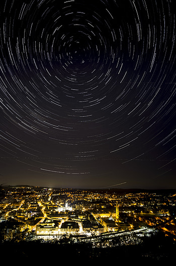 Cities, Night, Lights, Starry Sky, Night City, Twisting, Twist HD phone wallpaper