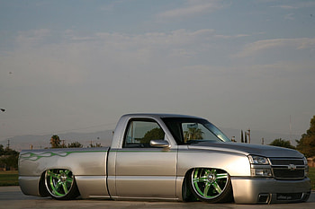 1999-Chevrolet-Silverado, Truck, Bowtie, Slammed, Silver HD wallpaper
