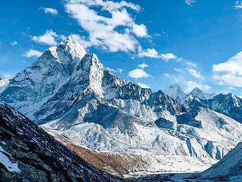 Snow-covered mountains, range, nature HD wallpaper
