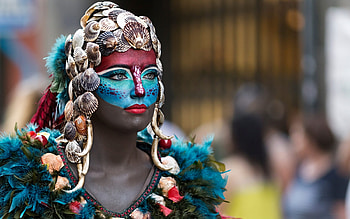 Brasil carnival, vicente concha, blue, red, face, girl, woman HD wallpaper