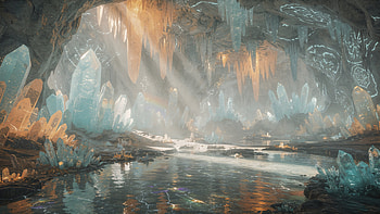 Luminous Crystal Grotto —, Crystal, Cave, Lake, Ice Cave, Crystal Cave HD wallpaper
