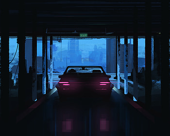 Evening Ride Car Painting, artist, artwork, digital-art, deviantart HD wallpaper