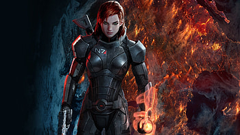 mass effect, shepard, female, graphics, gun HD wallpaper