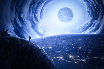 The dream of the Earth, blue, frumusete, fantasy, art, planet, pixel art, pixelart HD wallpaper