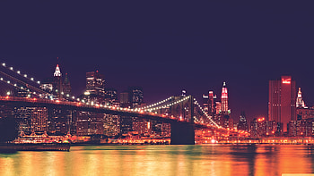 Brooklyn Bridge, New York at Night HD wallpaper