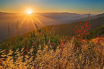 sunset, beautiful, nature, mountains, sun HD wallpaper