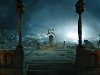 Dark Altar, darkness, altar, columns HD wallpaper