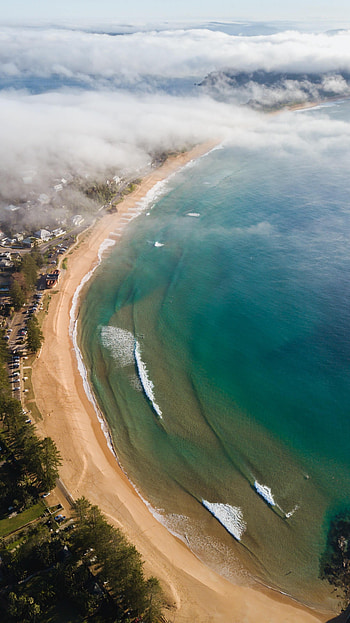 Nature, Clouds, Beach, City, View From Above, Coast HD phone wallpaper