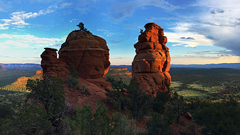 Bear Mountain Sunset, Arizona, clouds, sky, rocks, usa, trees HD wallpaper