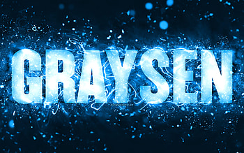 Happy Birtay Graysen, , blue neon lights, Graysen name, creative, Graysen Happy Birtay, Graysen Birtay, popular american male names, with Graysen name, Graysen HD wallpaper