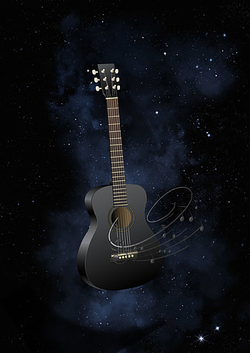 Guitar space, rock, music, sound, black HD phone wallpaper
