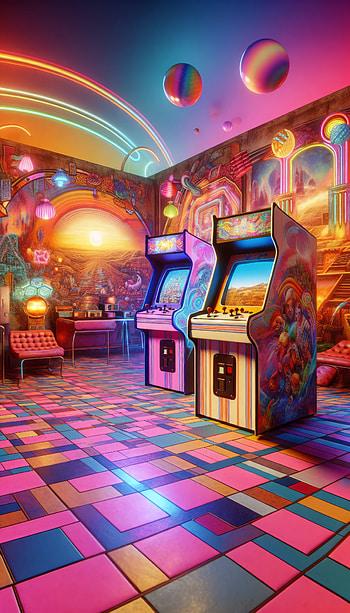 Retro Arcade Paradise, retro, neon, colorful HD phone wallpaper