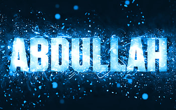Happy Birtay Abdullah, , blue neon lights, Abdullah name, creative, Abdullah Happy Birtay, Abdullah Birtay, popular american male names, with Abdullah name, Abdullah HD wallpaper
