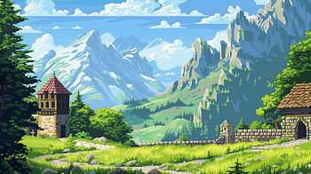Enchanting Pixel Art Mountain Landscape, pixel art, landscape, mountain HD wallpaper