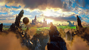 Fantasy, Landscape, Mountains, Balloons HD wallpaper