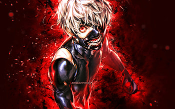 Ken Kaneki, red neon lights, Tokyo Ghoul, creative, Kaneki Ken, Tokyo Ghoul characters, protagonist, Ken Kaneki Tokyo Ghoul HD wallpaper