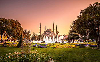 Blue Mosque, religious, architecture, fountain, coolfun HD wallpaper