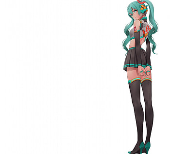 Hatsune Miku, cute, vocaloid, long hair, miku, vocaloids, hatsune, twintails, , female, plain, sexy, white, hot, girl, anime girl, simple, anime, green hair HD wallpaper