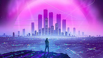 Black Lights Of City Synthwave , alone, synthwave, retrowave, artist, artwork, digital-art, artstation HD wallpaper
