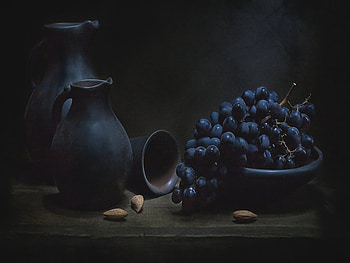 Grapes, Fruits, Tablewares, , Still Life HD wallpaper