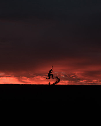 Sunset, Night, Dark, Silhouette, Bounce, Jump HD phone wallpaper
