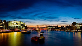the thames river at dusk, river, city, dusk, boats HD wallpaper