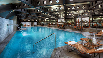 fantastic spa swimming pool r, chairs, fountain, pool, r, spa, indoor HD wallpaper
