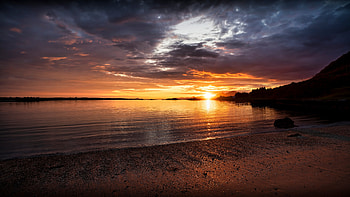 Sunset, sky, nature, beach HD wallpaper